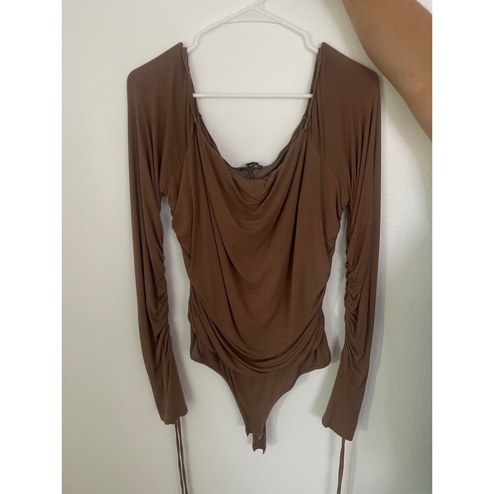 Cater To Me Off Shoulder Bodysuit in Mocha by Fashion Nova
